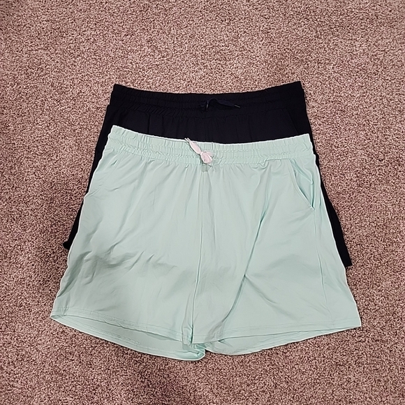 Real Essentials Womens XL 2 Pair Navy Blue & Mint Active Lounge shorts - Picture 1 of 13